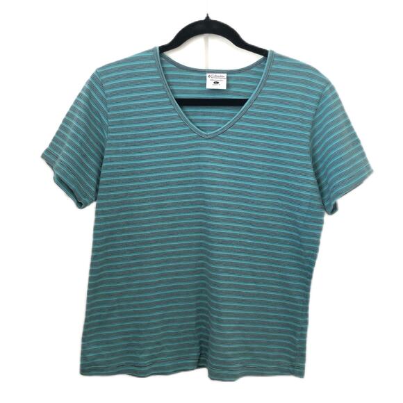 Columbia striped blue tee women’s size large - Picture 1 of 7